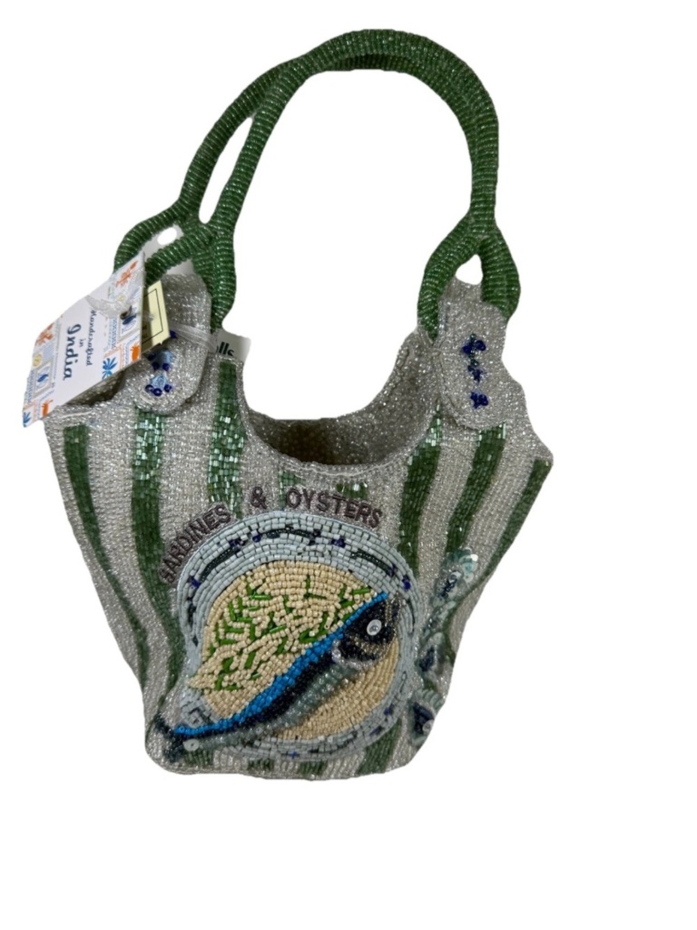 Brand New Release Sardines and Oysters Beaded Bag Made in India NWT